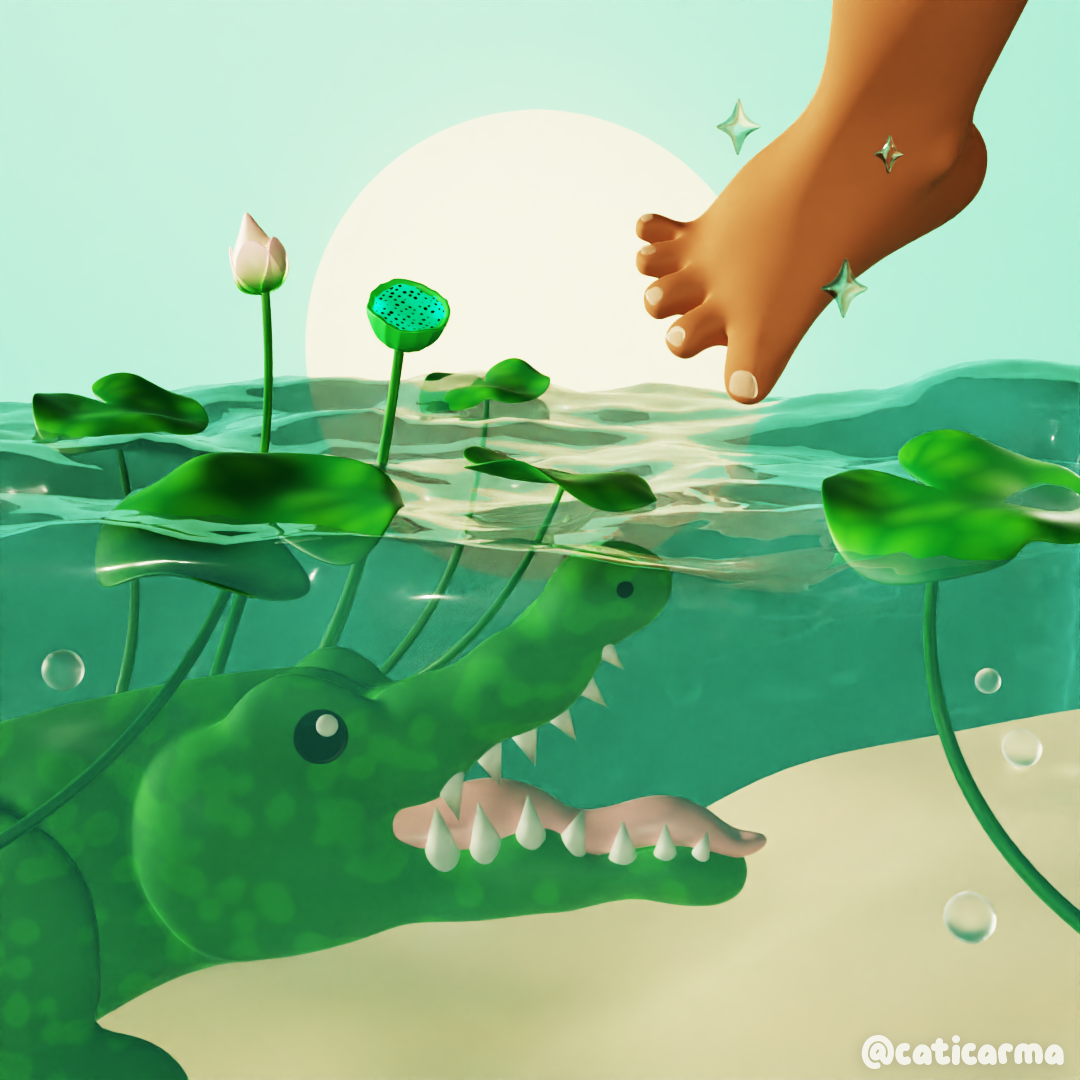 Peaceful Pond 3d 3d animation 3d art 3d artist 3d character 3d crocodile 3d design 3d gif 3d illustration 3d illustrator 3d modeling berlin 3d blender blender 3d character design colorful cute illustration kawaii