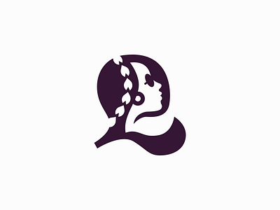 Woman Floral Face + L Letter branding clean design face femenine floral identity l l letter lateral logo logotype portrait woman face