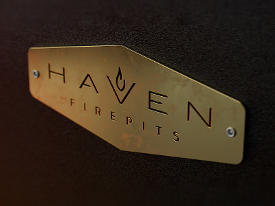 Haven Firepits Name Plate 3d brand branding design logo