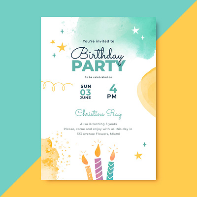 Birthday party Flyer in photoshop 2d 3d art animation design drbbles flyer ui