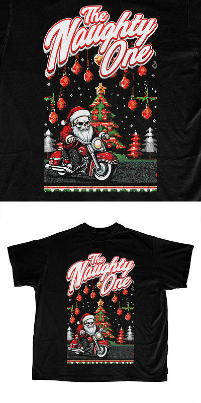 Biker Santa biker design harley davidson illustration santa t shirt ts