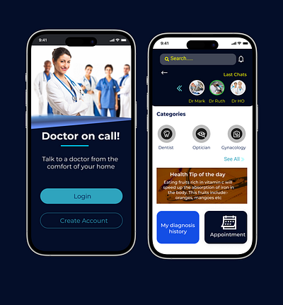 Online Doctor APP Design calldoctor dentistapp design doctor doctorapp hospital opticianapp product designer ui uiux designer ux web developer