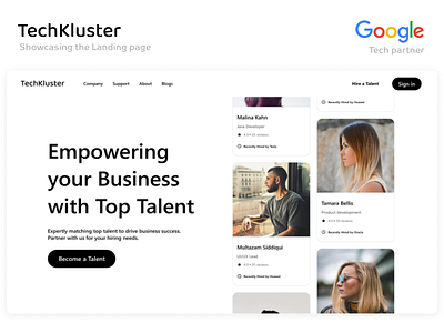 Techkluster- Recruitment agency website aesthetics clean design google hire hiring minimal prototype pure recruitment ui ux web website white