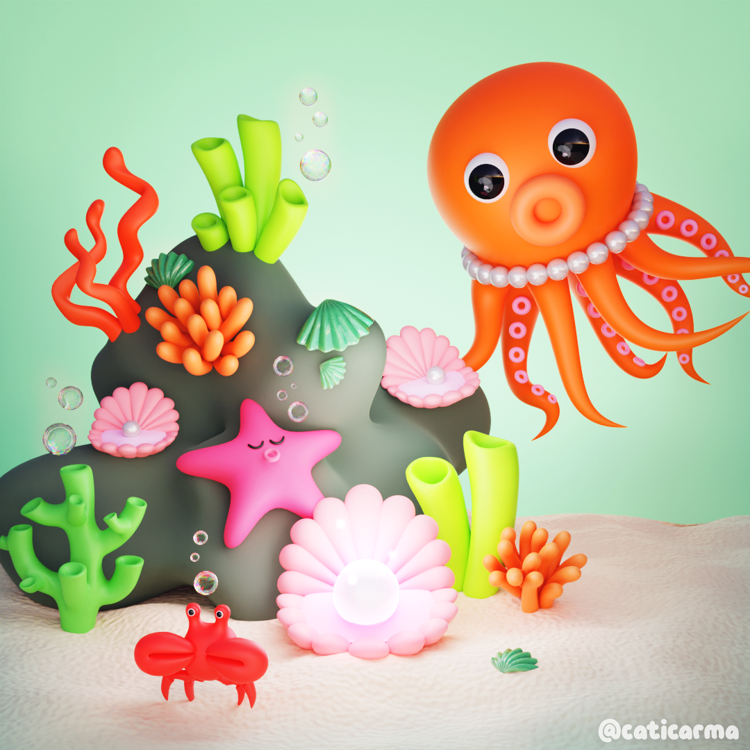 Fancy Kraken 3d 3d art 3d artist 3d blender 3d character 3d design 3d gif 3d illustration 3d illustrator 3d modelling berlin berlin 3d blender character design cute illustration kawaii