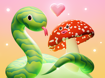 Premium PSD  Cute snake 3d illustration