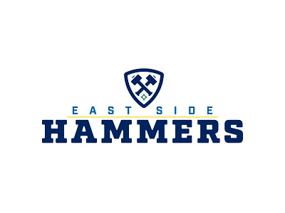 East Side Hammers Logo Concept badge basketball blue branding gold hammer kansas logo sport wichita