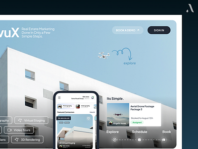 Current Product Design Project: Revux 3d rendering design iteration design rationalle floor plans graphic design photography product design real estate real estate aesthetic real estate agents real estate marketing scheduling ui user testing ux design ux research videography web design