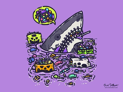 Halloween Candy Destruction Shark candy great white shark halloween halloween candy horror illustration illustrator jack o lantern purple scary shark spooky sucker