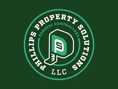 Phillips Property Solutions LLC blue collar branding build construction contractor design graphic design identity logo memphis solid tape measure tennessee thick tool work