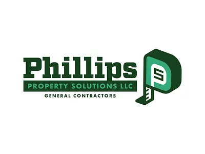 Phillips Property Solutions LLC blue collar branding build construction contractor design graphic design identity logo logo mark measure memphis sturdy tape measure tennessee tool