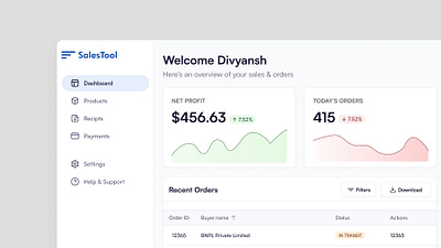 Sales & Orders Dashboard dashboard design product design saas typography ui web design