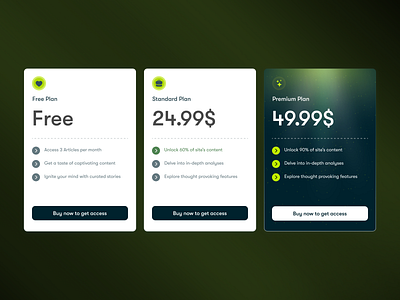 Subscription Cards with Premium Version subscription ux
