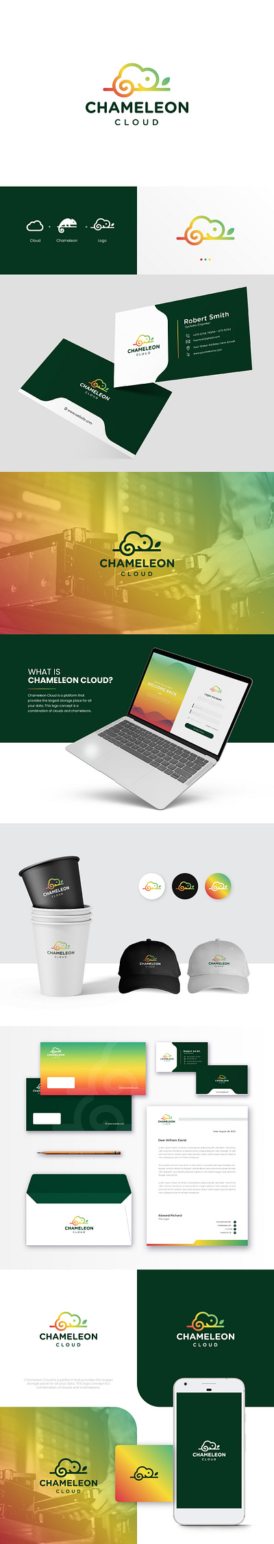 Logo Design and Visual Identity for Chameleon Cloud app branding chameleon cloud design graphic design internet logo ui vector