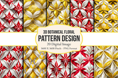 3d Botanical Floral Pattern Design Bundle 3d animation app branding design graphic design illustration logo ui vector