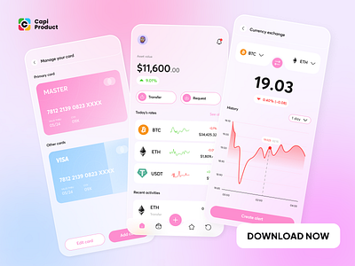 Currency Exchange App - Glassmorphism Design Style app appdesign clean app currency app currency exchange app design glassmorphism app glassmorphism design style mobile mobileappdesign moderapp modern app design moneyexchangeapp trade app ui