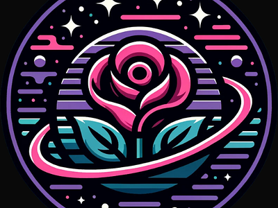 "Rose Planet Massage Therapy" Logo designs artistic branding celestial cosmic design drip emblem graphic design illustration logo massage therapy neon rose planet small business toco designs trashbird vector