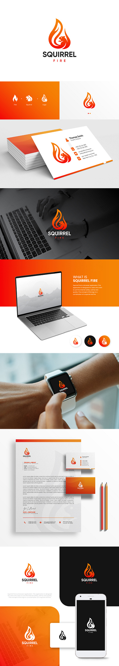 Logo Design and Visual Identity for Squirrel Fire app branding browser design fire graphic design logo squirrel ui vector