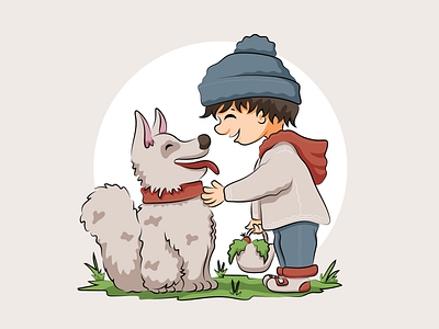 Friends Illustration💖 art artist boy design digital art dog friends graphic design happy illustration illustrator logo meeting smiling ui winter