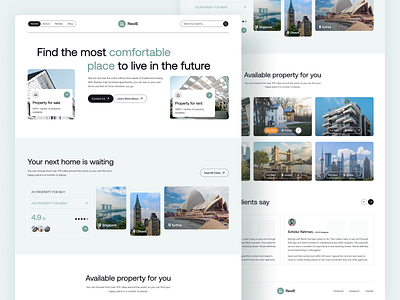 Real Estate Landing Page agent apartment buy clean hello dribbble landing page modern property property search real estate real estate agency remind creative rent resident sell ui ui design uiux web design website