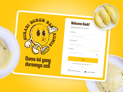 Daily UI challenge 01/30 - Login Page durian food app illustration log in page login page mobile app onboarding page register page surabi tablet app ui ui design user experience user interface ux ux design welcome screen