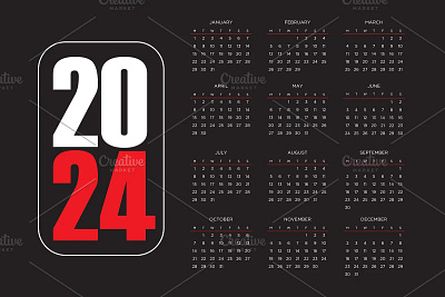 2024 calendar design vector template branding graphic design logo
