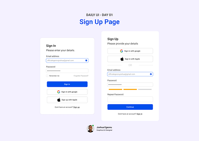 Login/ Sign Up UI/UX Page Design (DAY 1) login login page sign up page ui ui design user interface