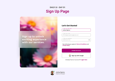 Login/Sign Up UI/UX Page Design (DAY 1) login page sign in page sign up page tech ui user interface ux uxui
