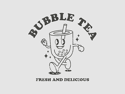 bubble tea retro mascot logo app branding bubble tea character design drink graphic design ice icon illustration logo mascot milk retro ui ux vector