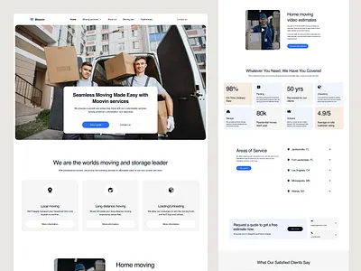 Moovin - Moving Company Website Design cargo company company profile corporate courier landing page logistic company move mover moving company package relocation shipper shipping ui design unloading web design website design