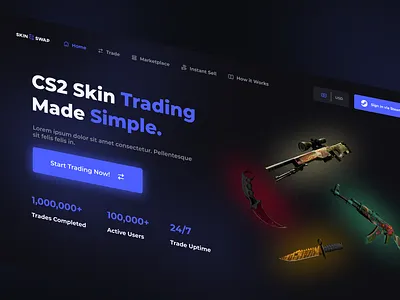 [Mockup] CS2 Skin Trading Platform - For Sale! dashboard design figma gaming graphic graphic design ui ux vector website