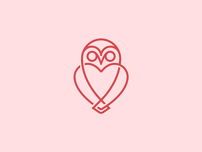 Love Owl abstract bird branding heart hoot icon line lineart logo love minimal owl simple