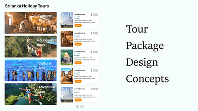 Tour Package Card Layout Design Concepts branding card design illustration travel ui ux web design