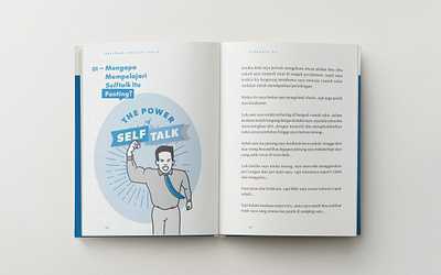Self Talk - Book Pages blue book book design design flat graphic design illustration inforgaphic layout mental health minimalist monochrome psychology publication self development selftalk simple vector