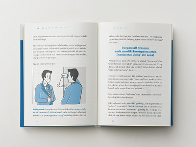 Self Talk - Book Pages blue book book design design flat graphic design hypnotic illustration infographic layout mental health minimalist monochrome psychology publication self development selftalk simple vector