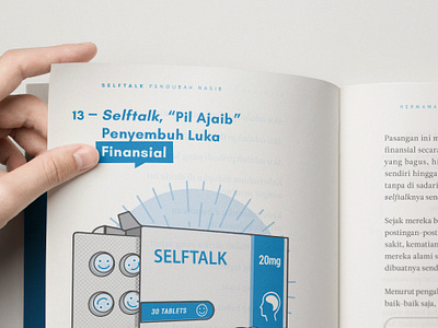 Self Talk - Book Illustration blue book book design design flat graphic design illustration layout medicine mental health minimalist monochrome psychology publication self development selftalk simple vector