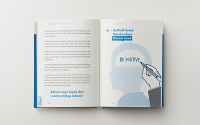 Self Talk - Book Pages blue book book design design flat graphic design illustration layout mental health minimalist monochrome positive thinking psychology publication self development selftalk simple vector