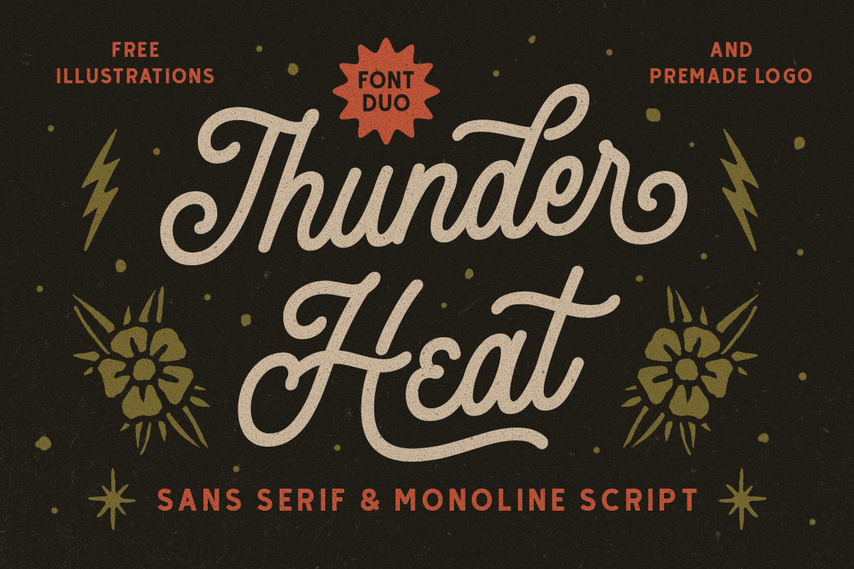 Thunder Heat - Monoline Sans Script freebies logotype