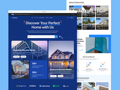 Rushome - Revamping Website Design agency apartment business daily ui design home homepage house interface landing page property property search real estate real estate agency realtor realty residence ui design uiux web website