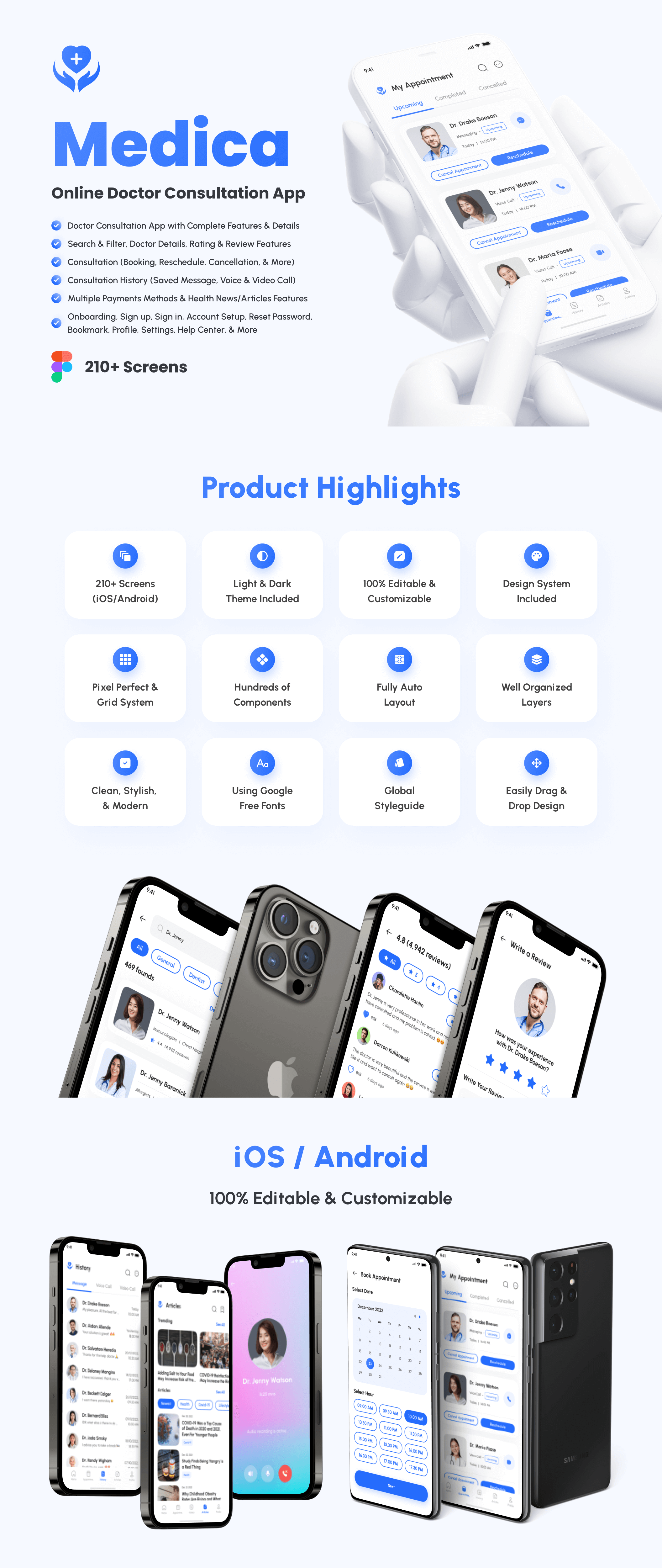 Example of Doctor Appointment App UI Kit