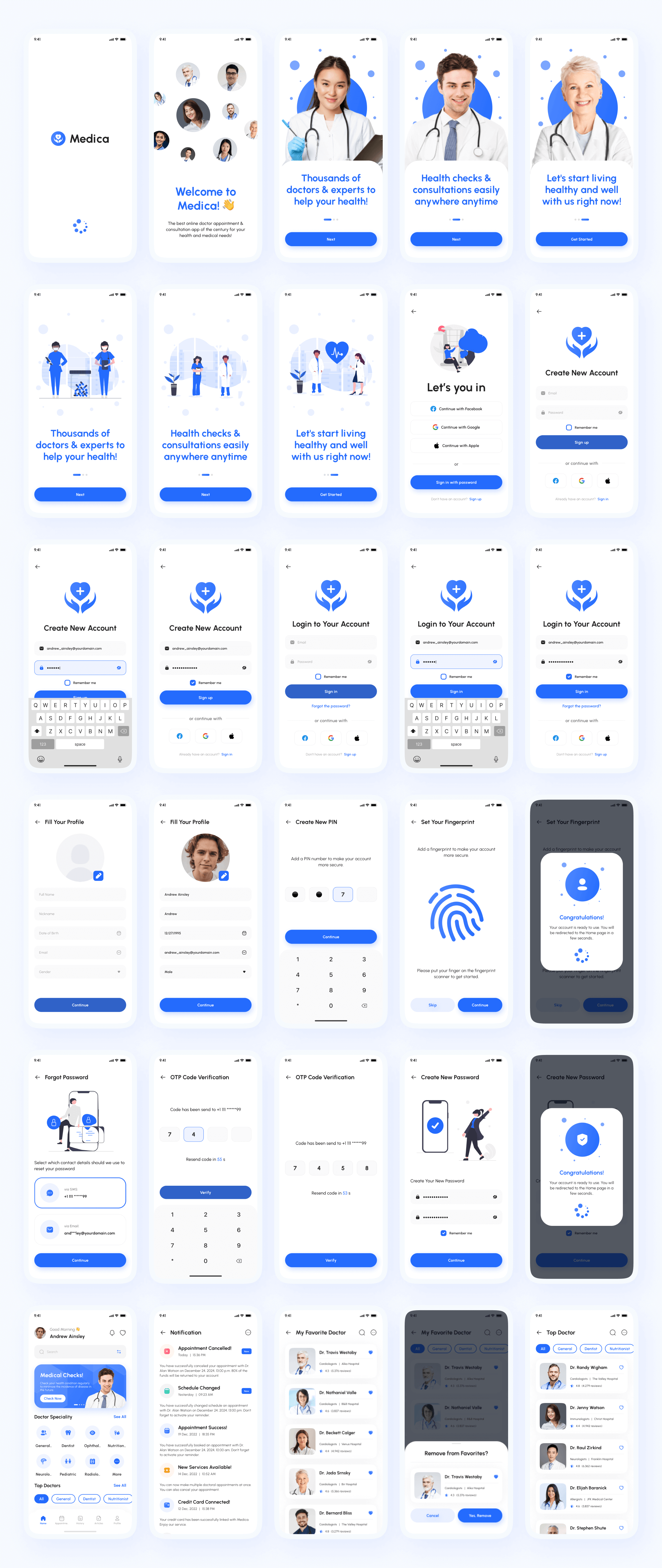 Example of Doctor Appointment App UI Kit