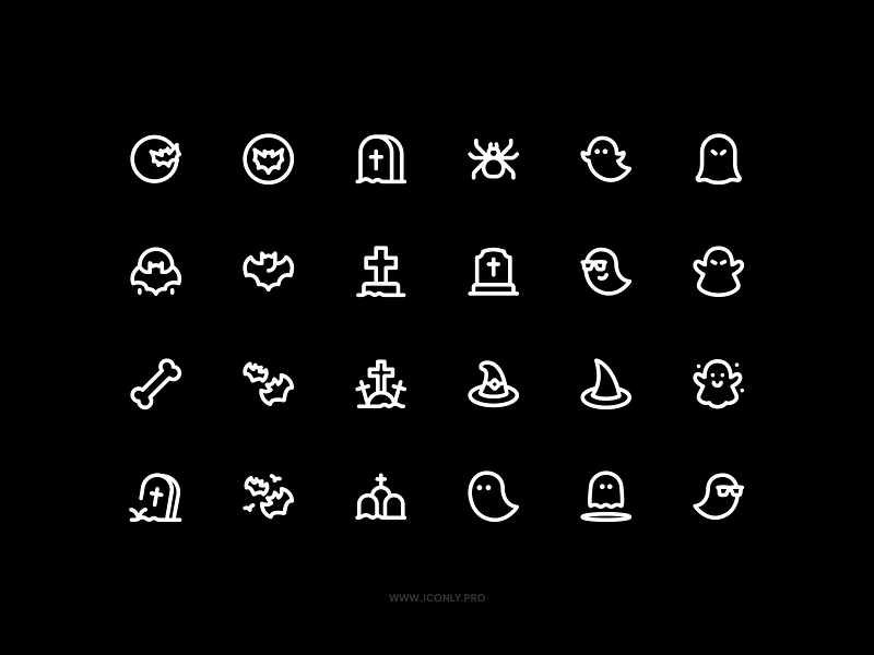 Iconly Pro, Halloween icons! bat batman boo dark design halloween hat icon icondesign iconography iconpack icons iconset illustration scare ui