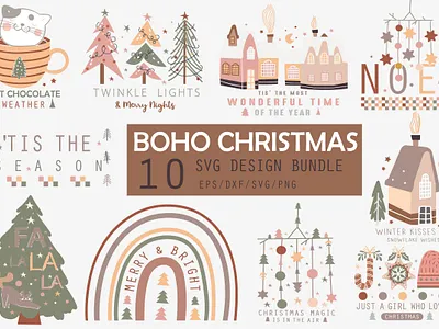 Boho Christmas PNG Bundle mug