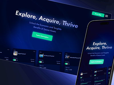 Landing Page for Space Marketplace Startup crypto graphic design landing page marketplace space ui