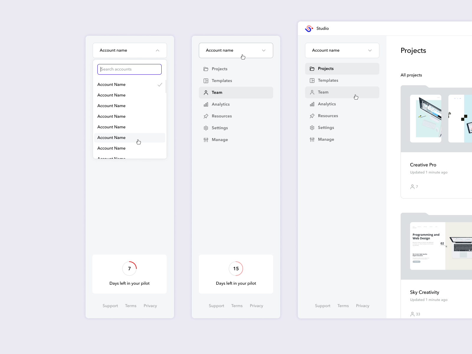 Navigation sidebar countdown dropdown menu navigation product design sidebar ui ui design ux ux design web app