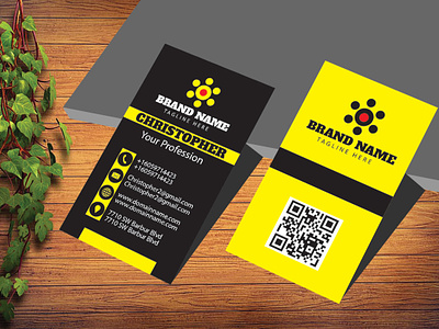 Business card design Horizontal brand identity branding business card card card design design graphic design visiting card yollow and black