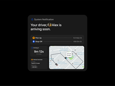 Driver Details - Modal app black car clean component dark mode design design system details iconography icons landing page minimalist modal platform ui ui design ui kit widget