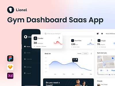 Lionel - Gym Dashboard Saas App dashboard dashboard layout dashboard ui fitness gym gym dashboard minimal sports app tracker tracking ui ux web app workout