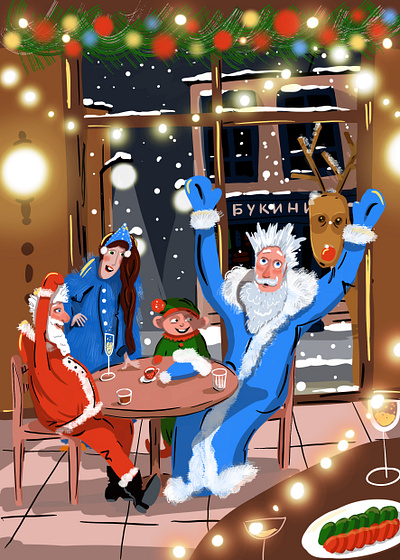 Holiday beautiful character christmas design draw graphic design illustration newyear postcard santaclaus