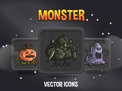 Monster RPG 256×256 Icons 2d art asset assets character enemy fantasy game game assets gamedev icon icons illustration indie game mmorpg monster rpg