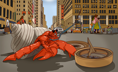 Crab in the city animation crab illustration photoshop